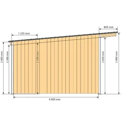 Abri de prairie simple pente SP 3x4 m