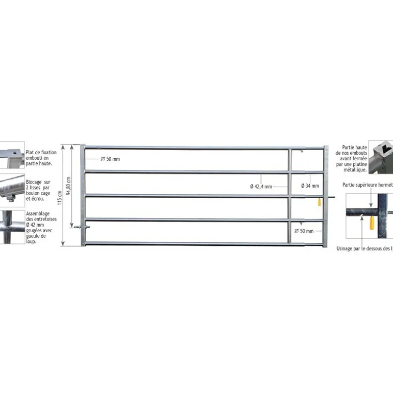 Barrière de pré extensible 2/3 m